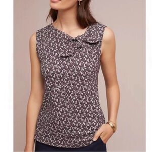 Anthropologie Maeve Cat Bow Sleeveless Top